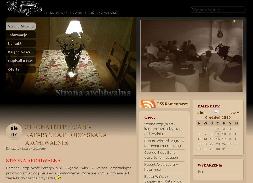 Cafe Katarynka — archived screenshot