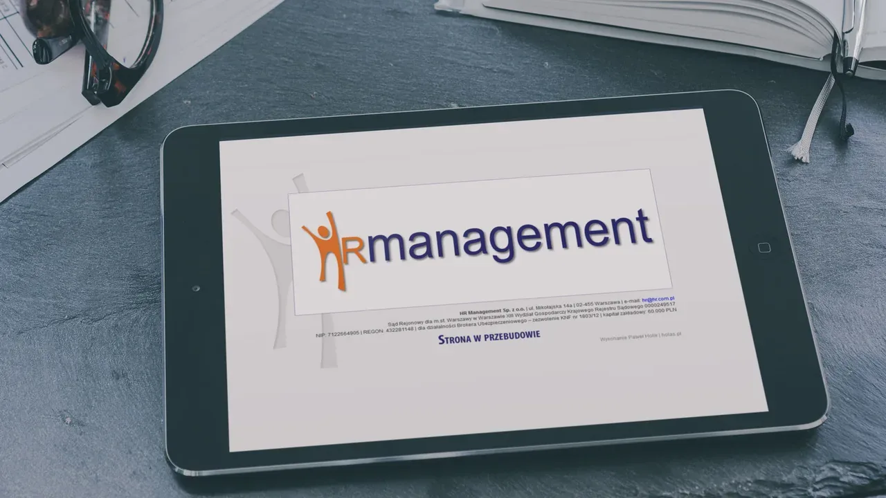 HR Management business card website on a tablet