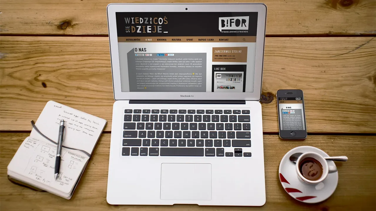 Bifor restaurant website shown on laptop and smartphone