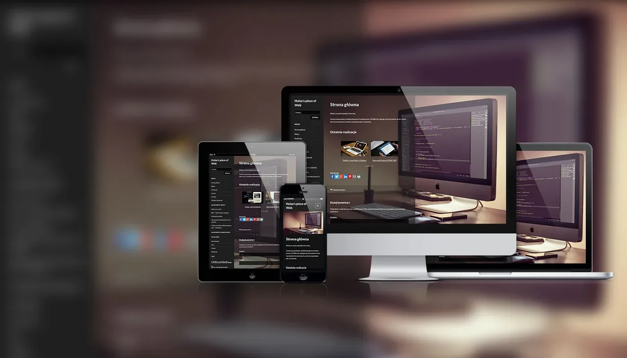 holas.pl website shown on desktop, tablet, and phone in responsive mockup