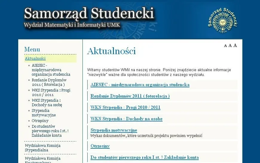 Samorząd Studencki WMiI UMK — samorzad.mat.umk.pl